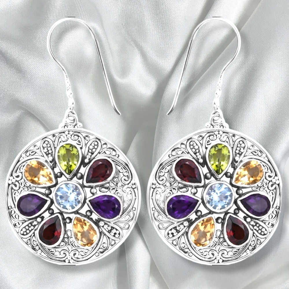 🔥PRICE DROP🔥 NWT ARTISAN CRAFTED MULTI GEMSTONE EARRINGS IN STERLING SILVER